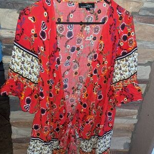 Suzanne Betro Red Floral Blouse